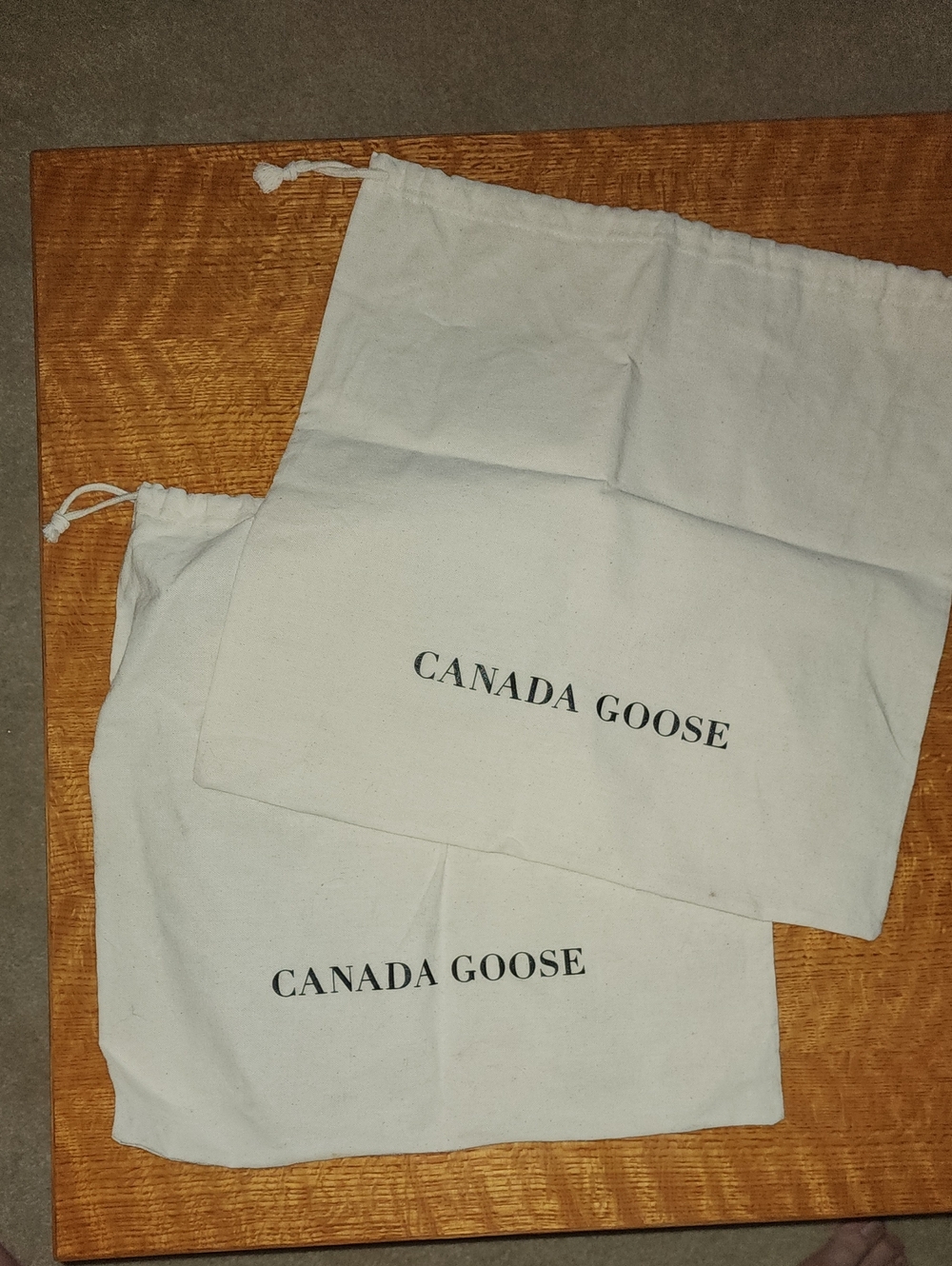 Canada Goose White Cotton Drawstring Bags (Set of 2)
